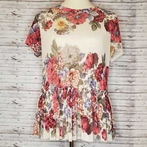 Stevie Hender floral peplum ruffle top